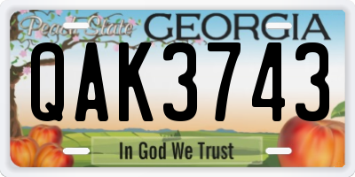 GA license plate QAK3743
