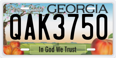GA license plate QAK3750
