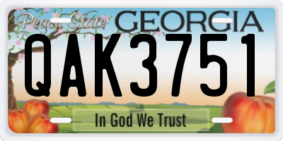 GA license plate QAK3751