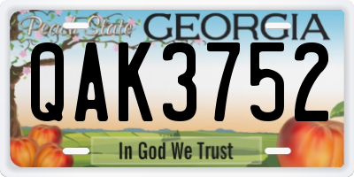 GA license plate QAK3752