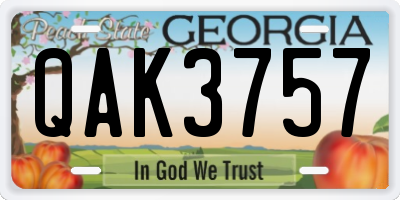 GA license plate QAK3757