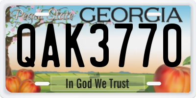 GA license plate QAK3770