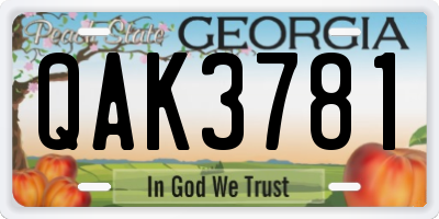 GA license plate QAK3781