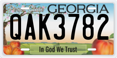 GA license plate QAK3782