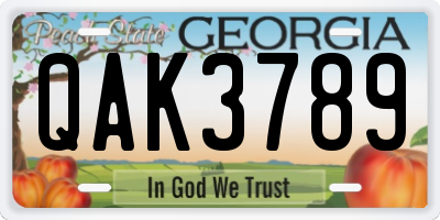 GA license plate QAK3789