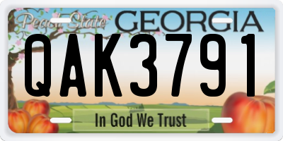 GA license plate QAK3791