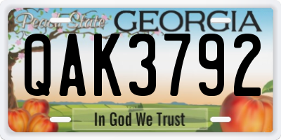 GA license plate QAK3792