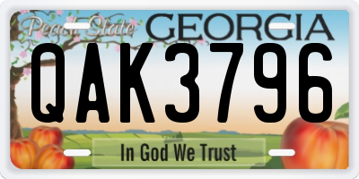 GA license plate QAK3796