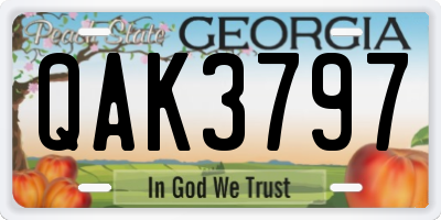 GA license plate QAK3797