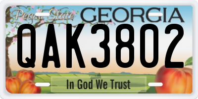GA license plate QAK3802