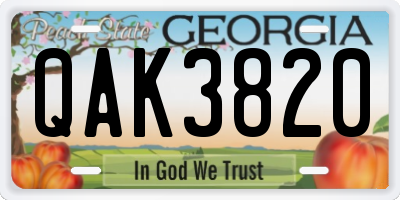 GA license plate QAK3820
