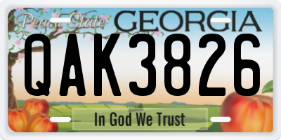 GA license plate QAK3826