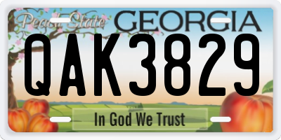 GA license plate QAK3829