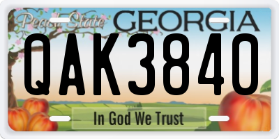 GA license plate QAK3840