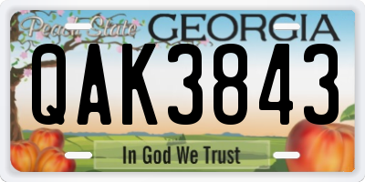 GA license plate QAK3843