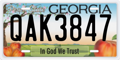 GA license plate QAK3847