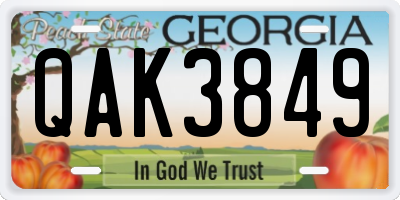 GA license plate QAK3849