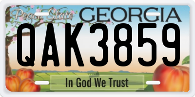GA license plate QAK3859
