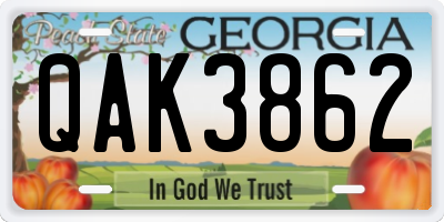 GA license plate QAK3862