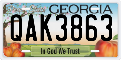 GA license plate QAK3863