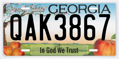 GA license plate QAK3867