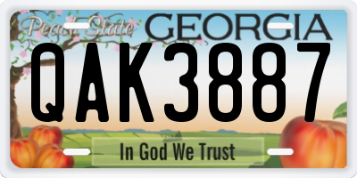 GA license plate QAK3887