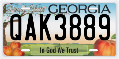 GA license plate QAK3889