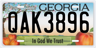 GA license plate QAK3896