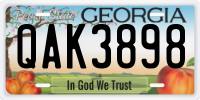 GA license plate QAK3898