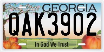 GA license plate QAK3902