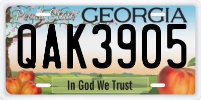 GA license plate QAK3905