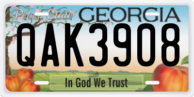 GA license plate QAK3908
