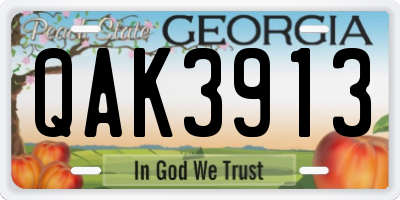 GA license plate QAK3913