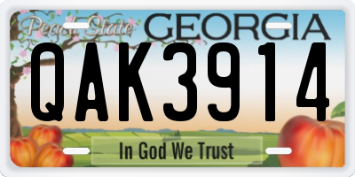 GA license plate QAK3914