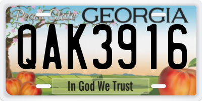 GA license plate QAK3916