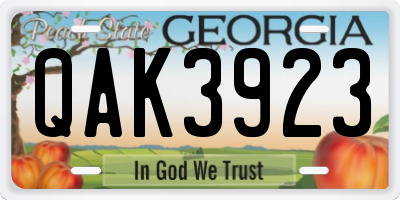 GA license plate QAK3923