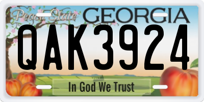 GA license plate QAK3924