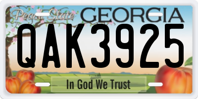 GA license plate QAK3925