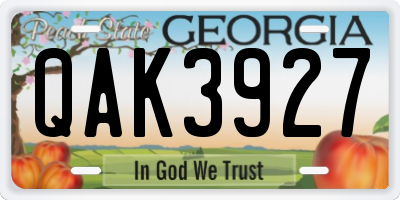 GA license plate QAK3927