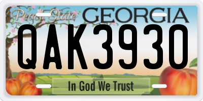 GA license plate QAK3930