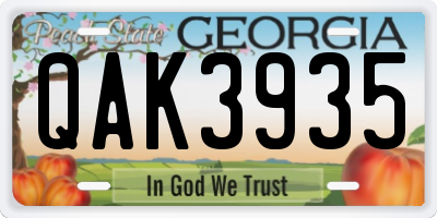 GA license plate QAK3935