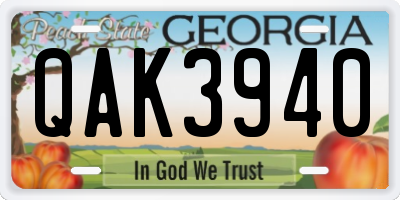 GA license plate QAK3940
