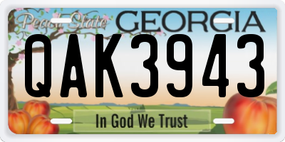 GA license plate QAK3943