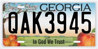 GA license plate QAK3945