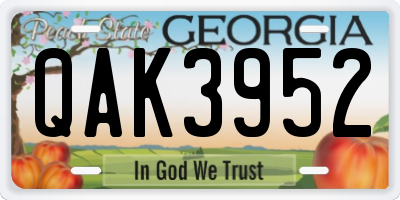 GA license plate QAK3952