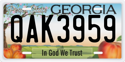 GA license plate QAK3959