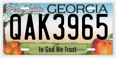GA license plate QAK3965