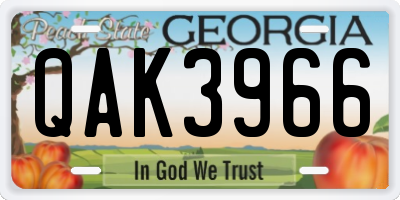 GA license plate QAK3966