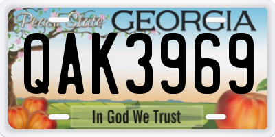 GA license plate QAK3969