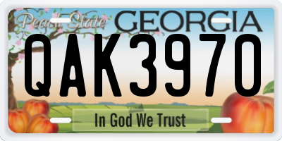 GA license plate QAK3970